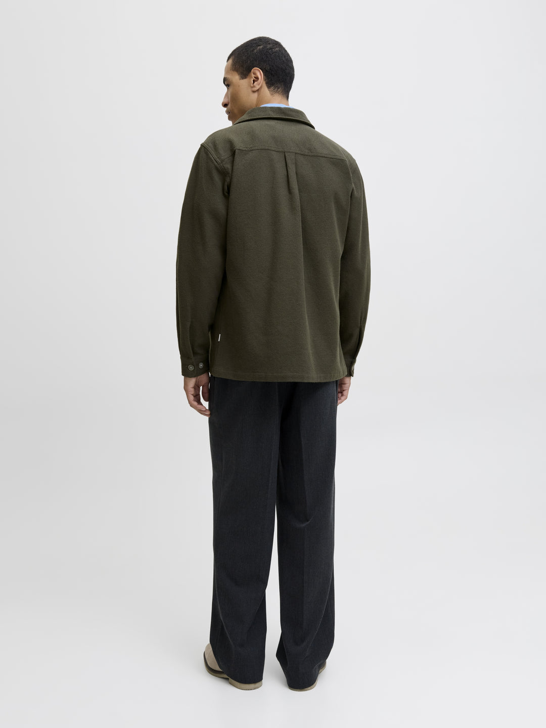 JPRRAYLE MELANGE SOLID L/S OVERSHIR, Peat 176651 Bild 3
