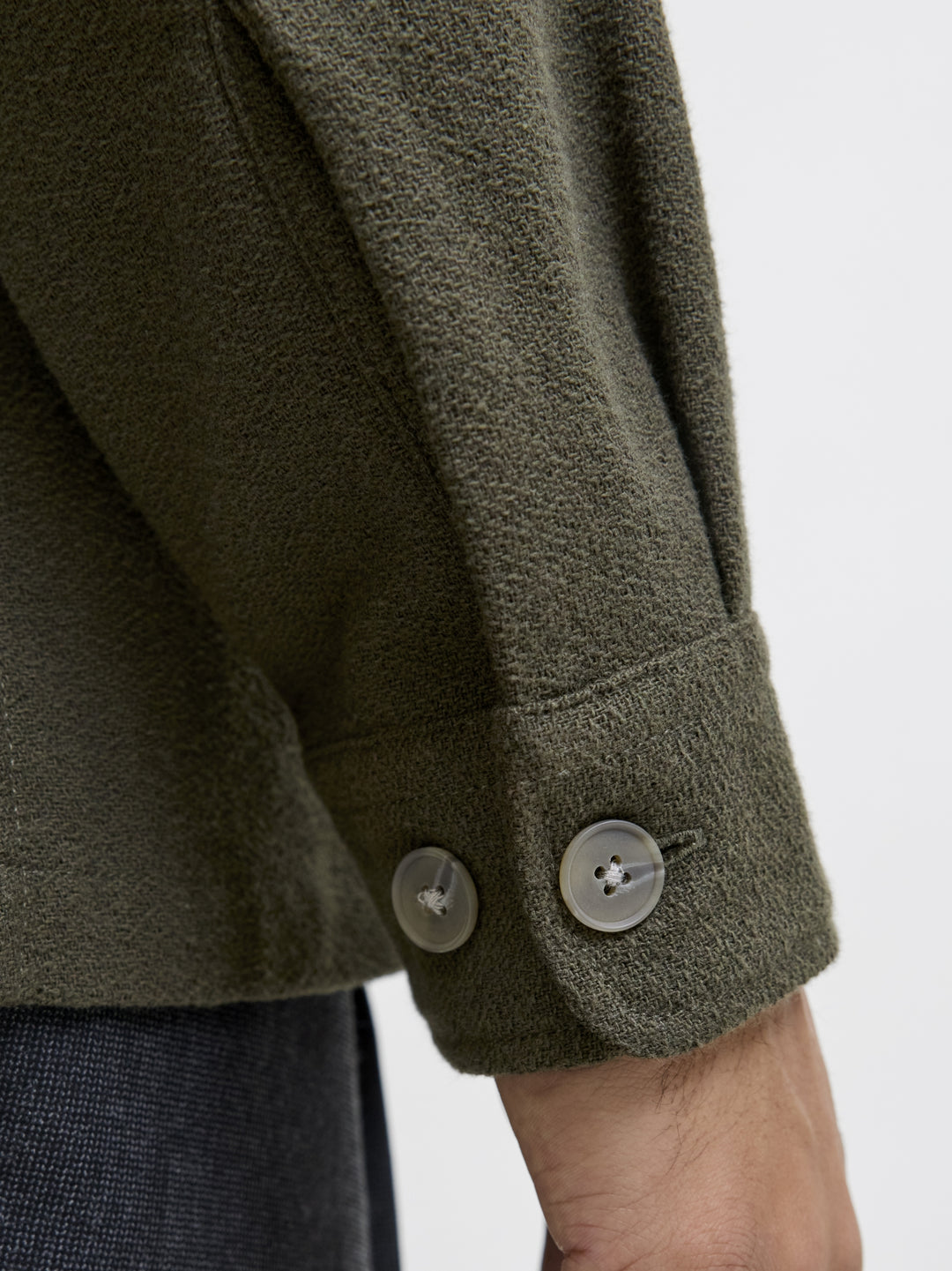 JPRRAYLE MELANGE SOLID L/S OVERSHIR, Peat 176651 Bild 6
