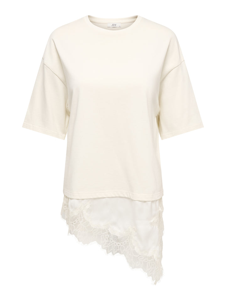 JDYALMA 2/4 LACE DETAIL T-SHIRT JRS, Egret 193778 Bild 1