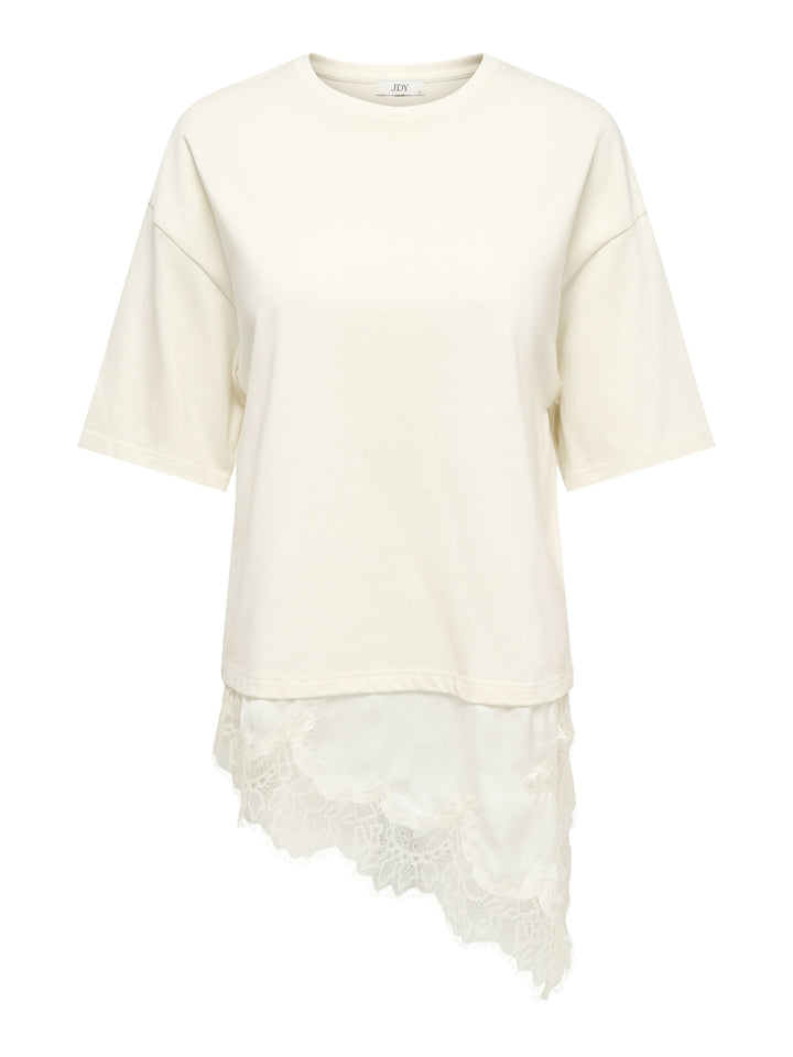 JDYALMA 2/4 LACE DETAIL T-SHIRT JRS, Egret 193778 Bild 1