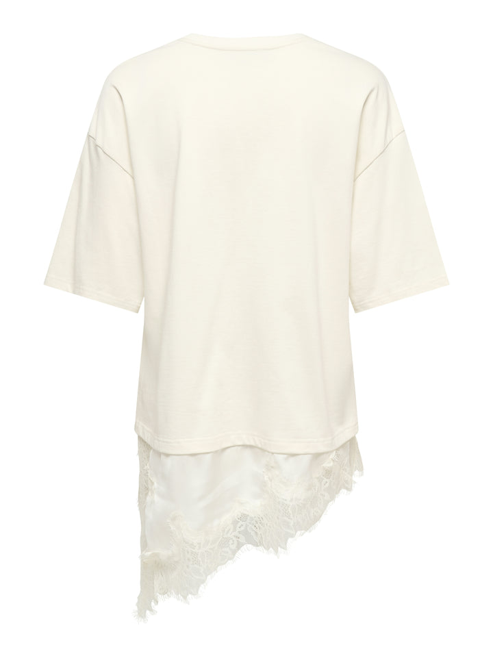 JDYALMA 2/4 LACE DETAIL T-SHIRT JRS, Egret 193778 Bild 2