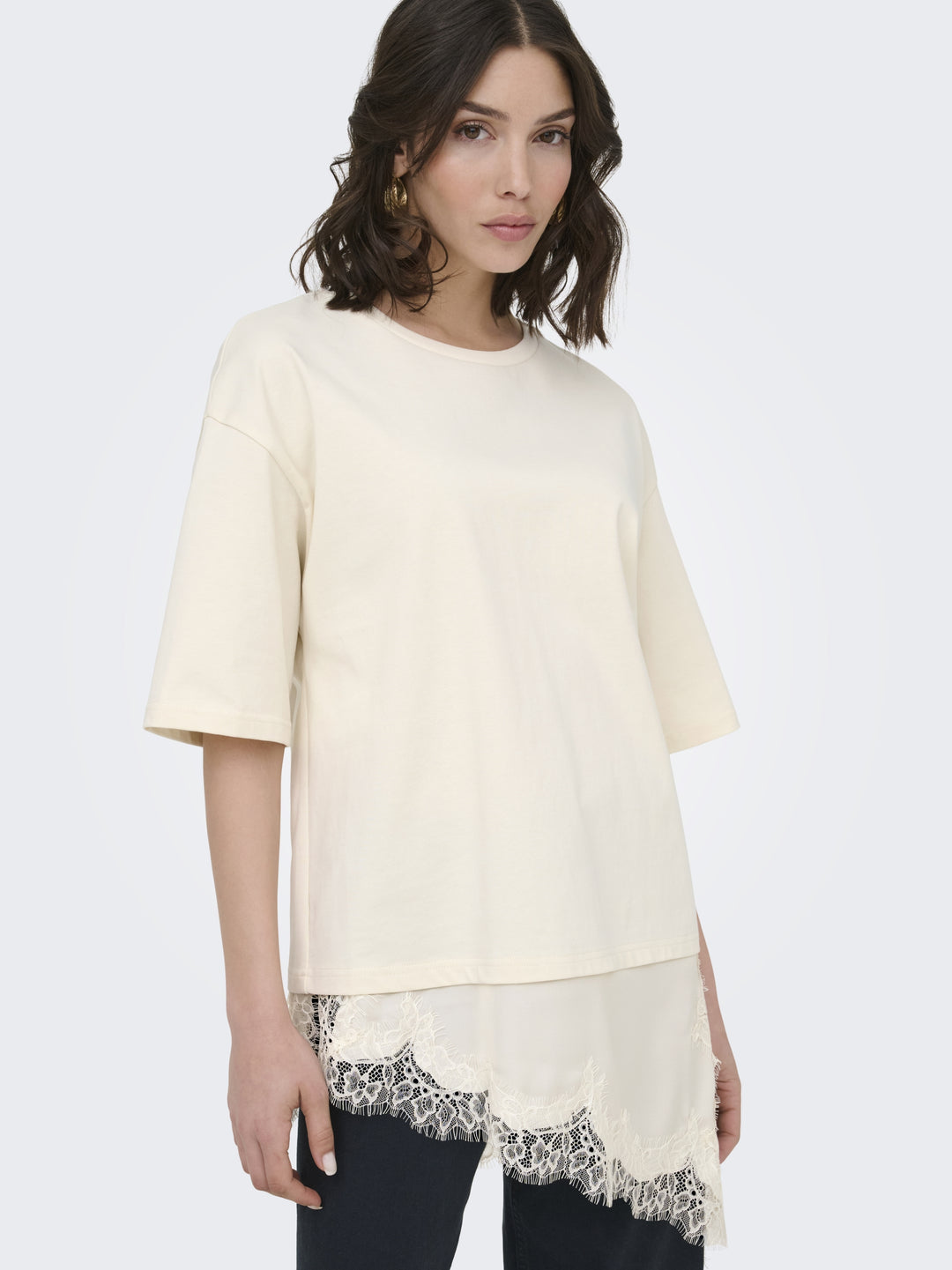 JDYALMA 2/4 LACE DETAIL T-SHIRT JRS, Egret 193778 Bild 3