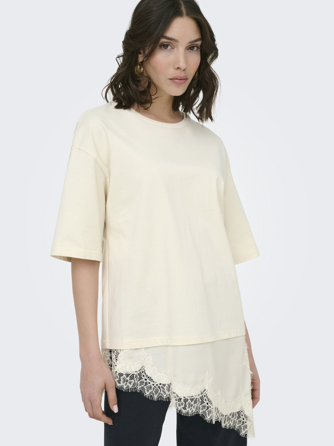 JDYALMA 2/4 LACE DETAIL T-SHIRT JRS, Egret 193778 Bild 3