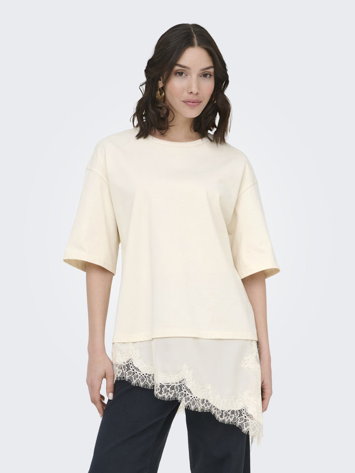 JDYALMA 2/4 LACE DETAIL T-SHIRT JRS, Egret 193778 Bild 4