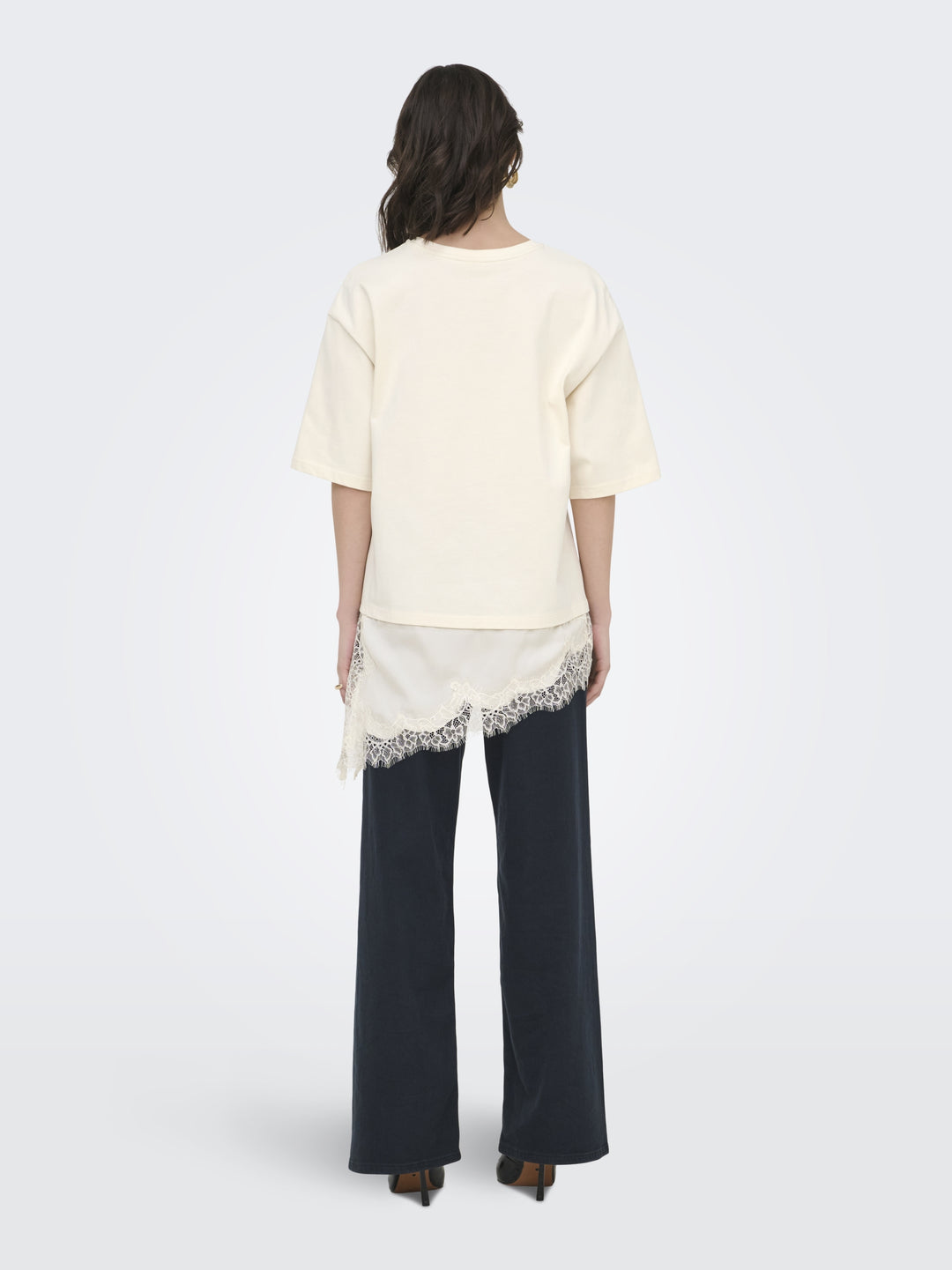 JDYALMA 2/4 LACE DETAIL T-SHIRT JRS, Egret 193778 Bild 5