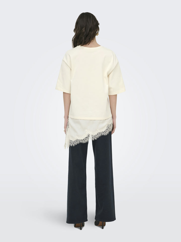JDYALMA 2/4 LACE DETAIL T-SHIRT JRS, Egret 193778 Bild 5