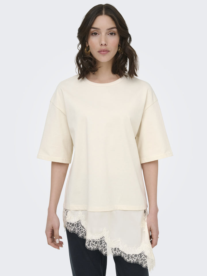 JDYALMA 2/4 LACE DETAIL T-SHIRT JRS, Egret 193778 Bild 7