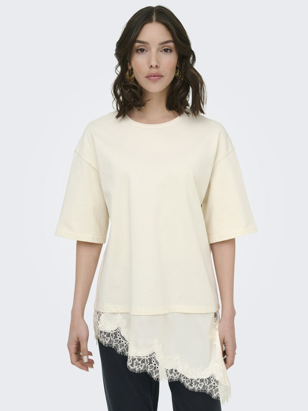 JDYALMA 2/4 LACE DETAIL T-SHIRT JRS, Egret 193778 Bild 7