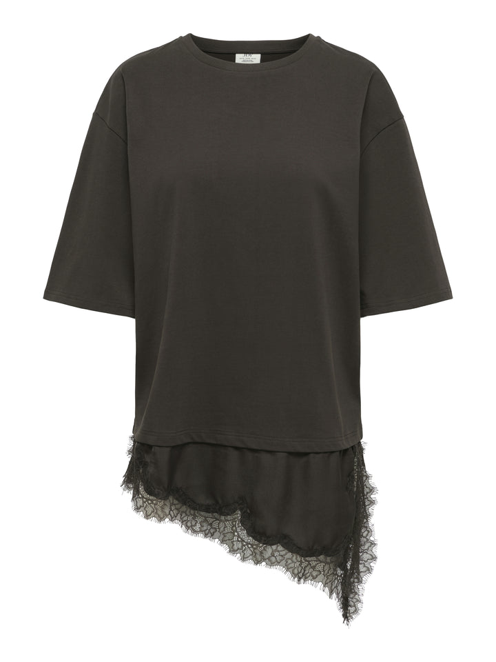 JDYALMA 2/4 LACE DETAIL T-SHIRT JRS, Chocolate Torte 244915 Bild 1