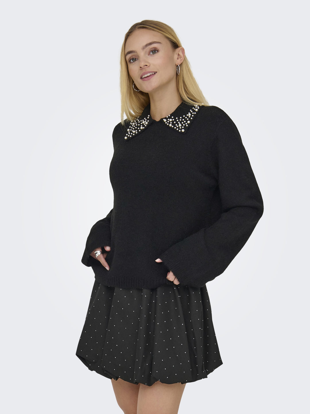 JDYAUBRAY LIFE L/S PEARL COLLAR PUL, Black/WHITE PEARLS 177911001 Bild 3