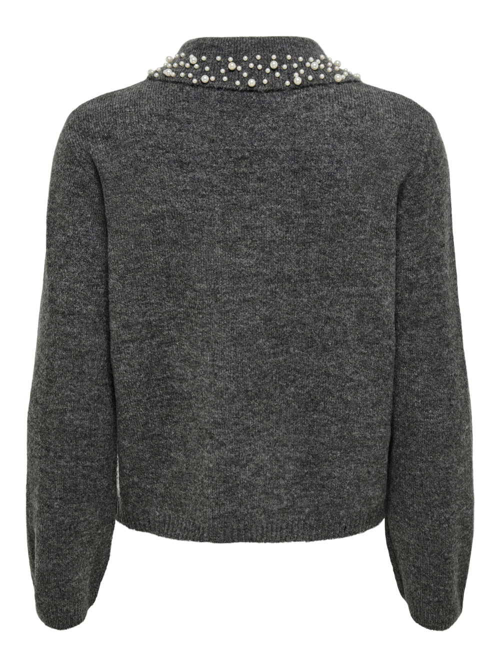 JDYAUBRAY LIFE L/S PEARL COLLAR PUL, Dark Grey Melange/WHITE PEARLS 179074001 Bild 2