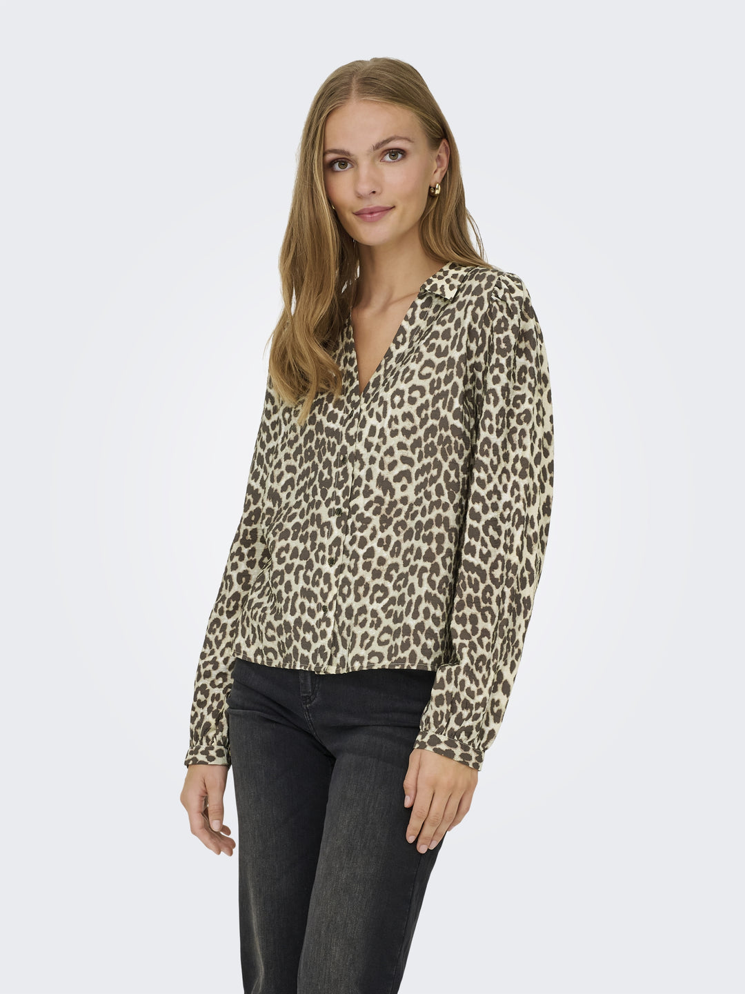 JDYBEATRICE LIFE L/S V-NECK SHIRT W, Birch/BROWN LEO 180083001 Bild 3