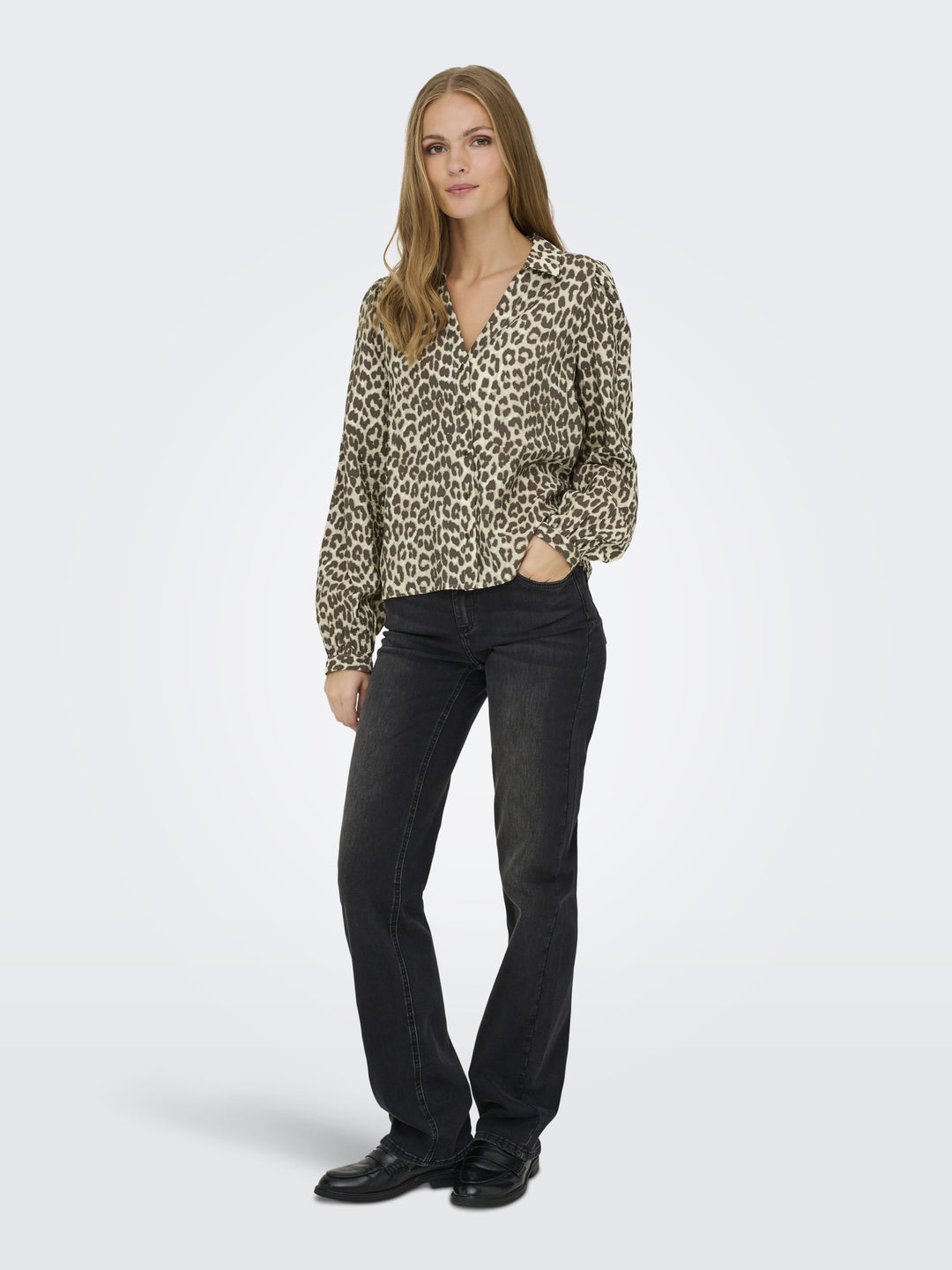 JDYBEATRICE LIFE L/S V-NECK SHIRT W, Birch/BROWN LEO 180083001 Bild 5