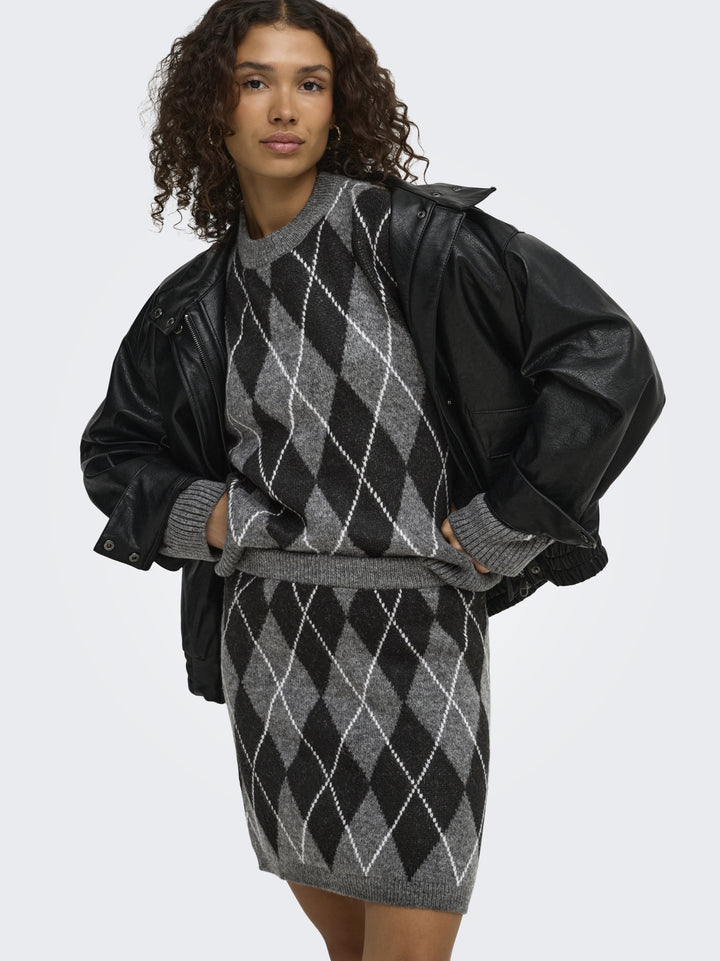 JDYBIANKA HW SKIRT KNT, Dark Grey Melange/Argyle 179074001 Bild 7
