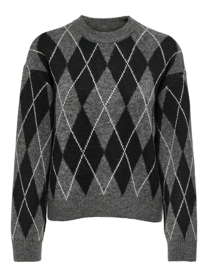 JDYBIANKA L/S ARGYLE PULLOVER KNT N, Dark Grey Melange/Argyle 179074001 Bild 1