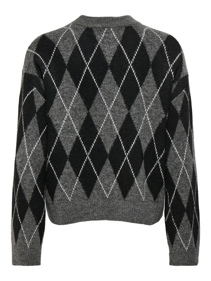 JDYBIANKA L/S ARGYLE PULLOVER KNT N, Dark Grey Melange/Argyle 179074001 Bild 2