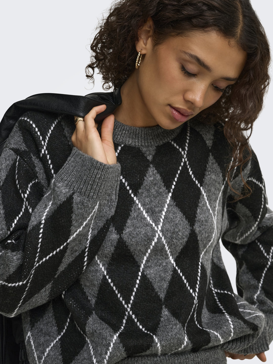 JDYBIANKA L/S ARGYLE PULLOVER KNT N, Dark Grey Melange/Argyle 179074001 Bild 3