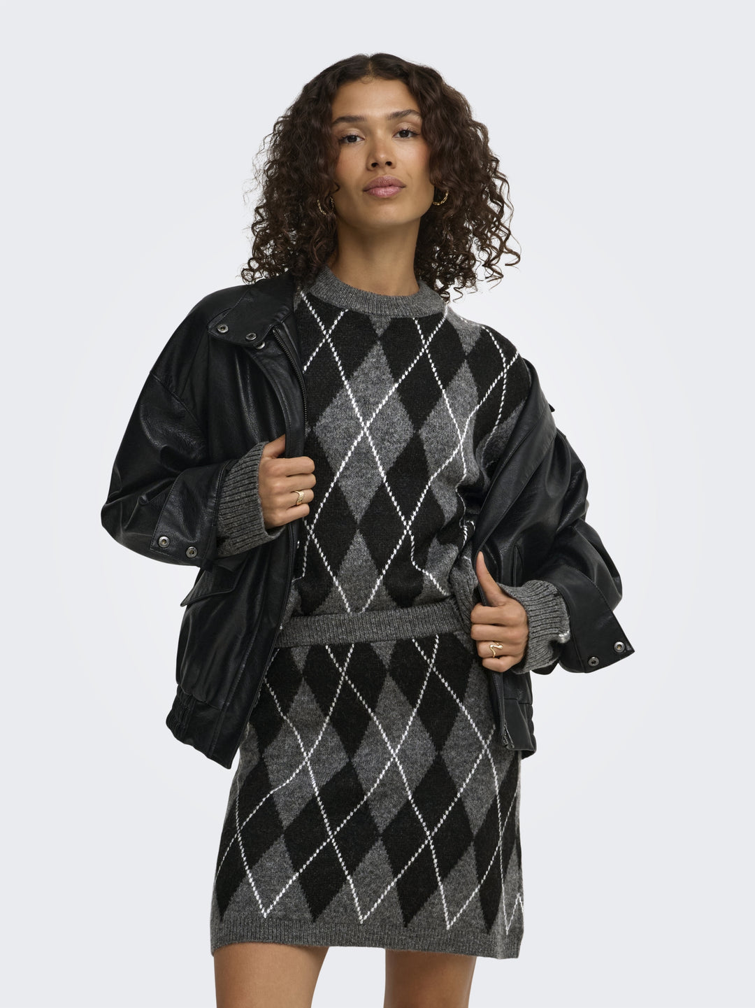 JDYBIANKA L/S ARGYLE PULLOVER KNT N, Dark Grey Melange/Argyle 179074001 Bild 4