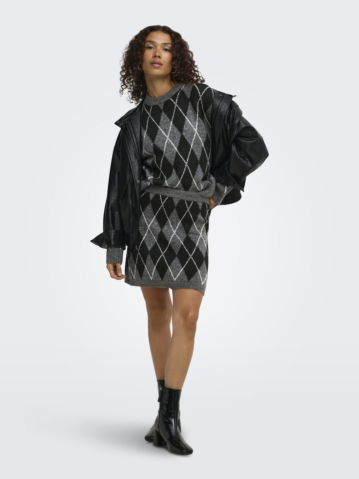 JDYBIANKA L/S ARGYLE PULLOVER KNT N, Dark Grey Melange/Argyle 179074001 Bild 6