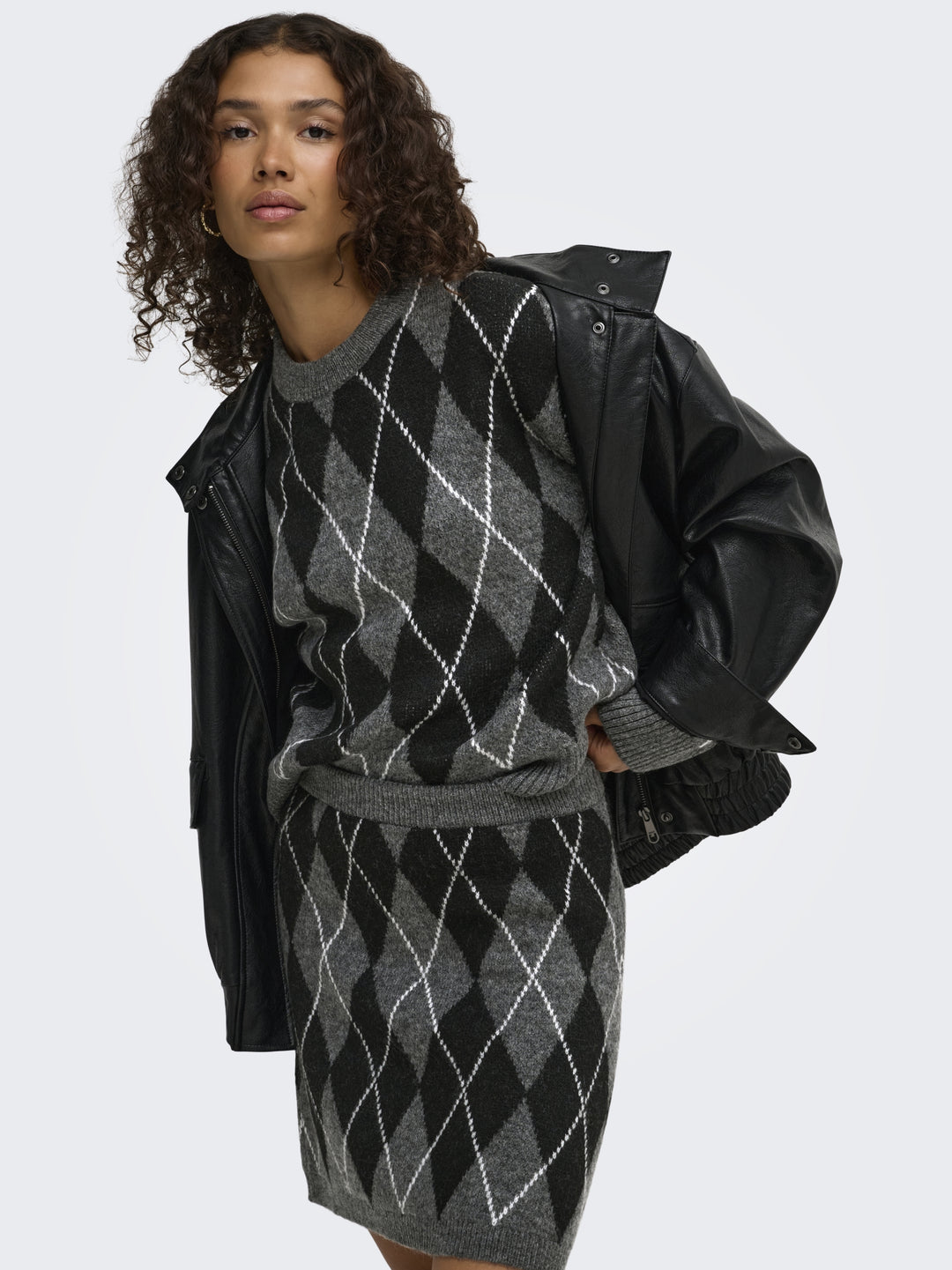 JDYBIANKA L/S ARGYLE PULLOVER KNT N, Dark Grey Melange/Argyle 179074001 Bild 8