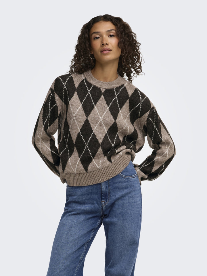 JDYBIANKA L/S ARGYLE PULLOVER KNT N, Chocolate Torte/Argyle 244915001 Bild 4