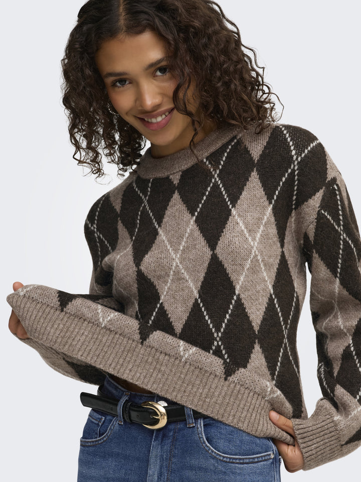 JDYBIANKA L/S ARGYLE PULLOVER KNT N, Chocolate Torte/Argyle 244915001 Bild 6