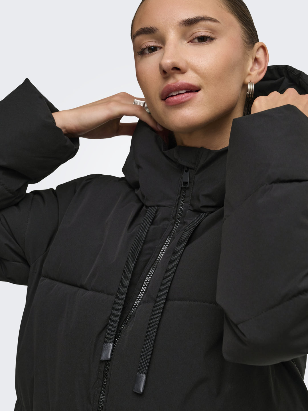JDYBLAIR LONG HOOD PUFFER OTW SIJ, Black/CONTRAST BLACK 177911001 Bild 3