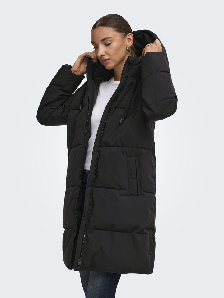 JDYBLAIR LONG HOOD PUFFER OTW SIJ, Black/CONTRAST BLACK 177911001 Bild 4