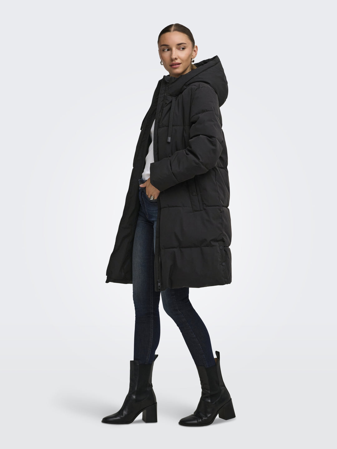 JDYBLAIR LONG HOOD PUFFER OTW SIJ, Black/CONTRAST BLACK 177911001 Bild 5