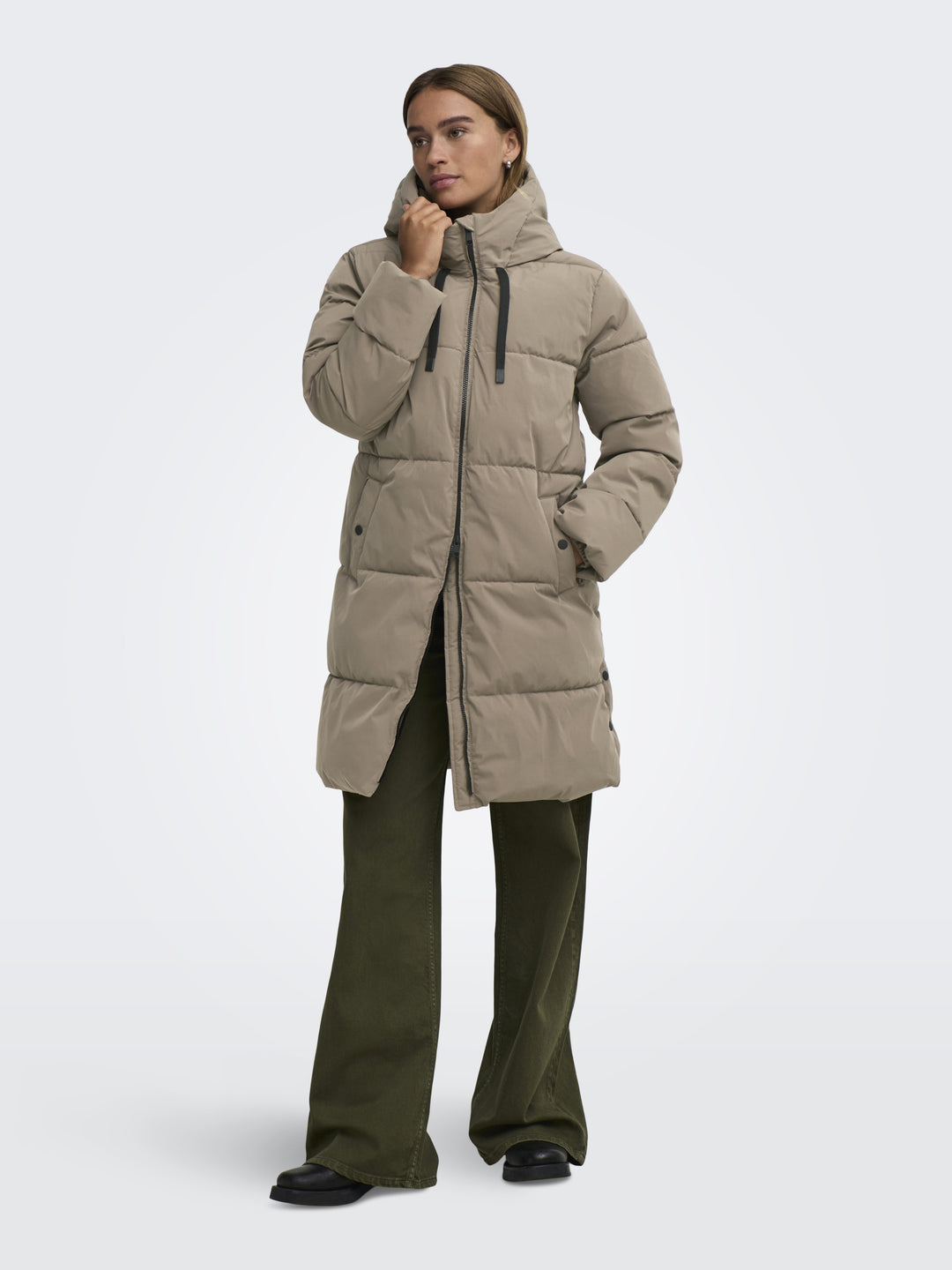 JDYBLAIR LONG HOOD PUFFER OTW SIJ, Walnut/CONTRAST BLACK 239935001 Bild 4