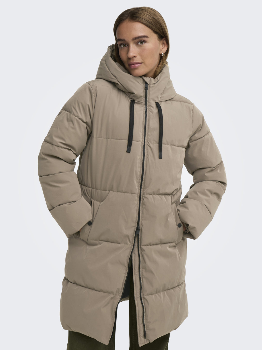 JDYBLAIR LONG HOOD PUFFER OTW SIJ, Walnut/CONTRAST BLACK 239935001 Bild 6