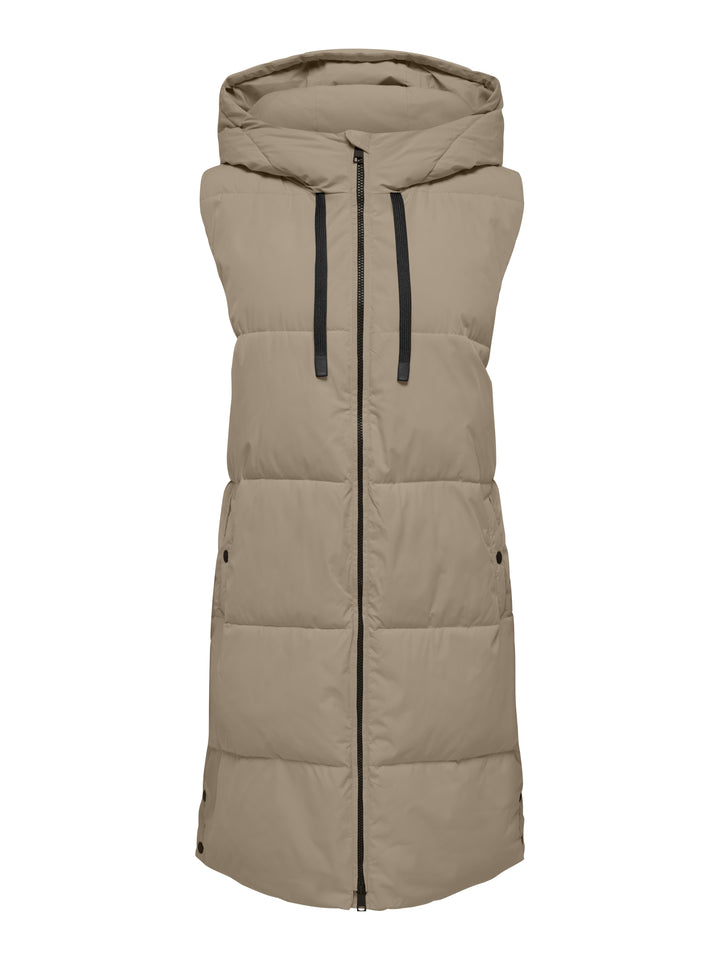 JDYBLAIR LONG HOOD WAISTCOAT OTW SI, Walnut/CONTRAST BLACK 239935002 Bild 1