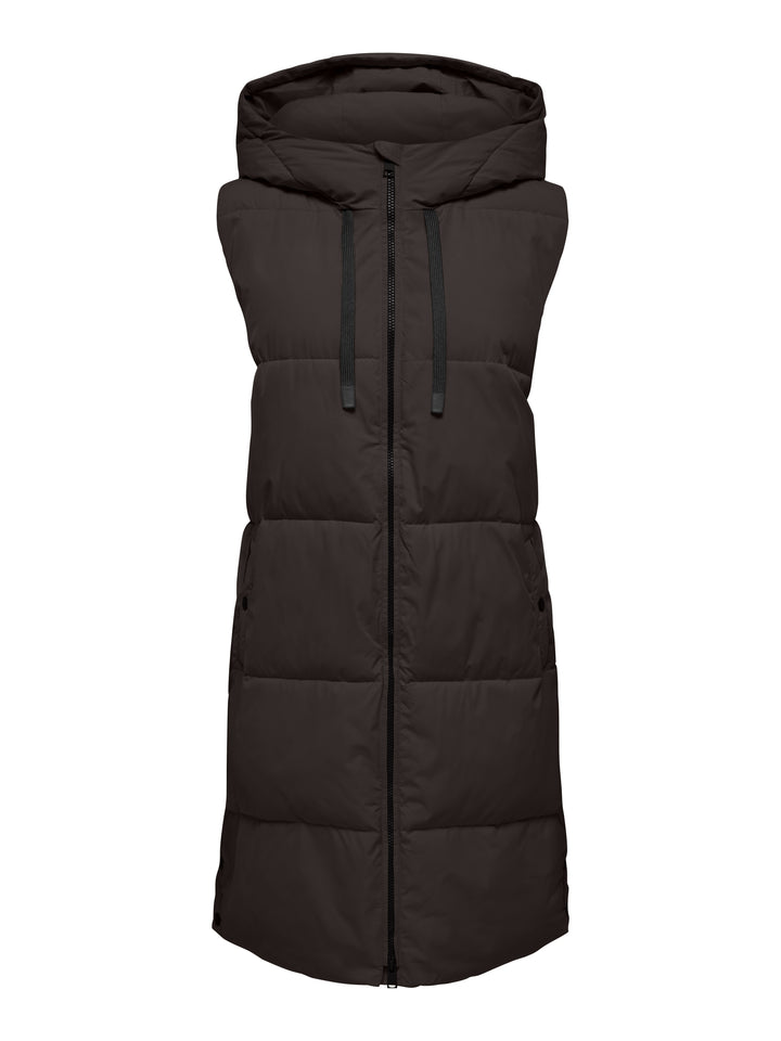 JDYBLAIR LONG HOOD WAISTCOAT OTW SI, Chocolate Torte/CONTRAST BLACK 244915002 Bild 1