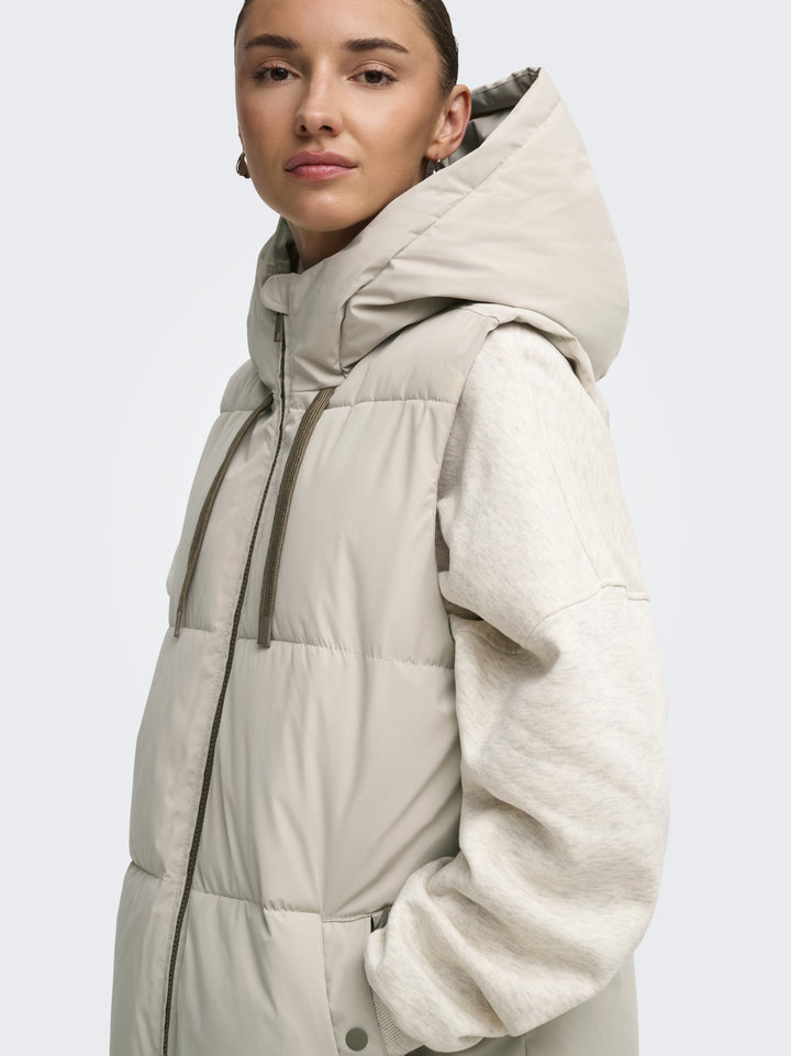 JDYBLAIR LONG HOOD WAISTCOAT OTW SI, Silver Lining/CONTRAST WALNUT 264895001 Bild 3