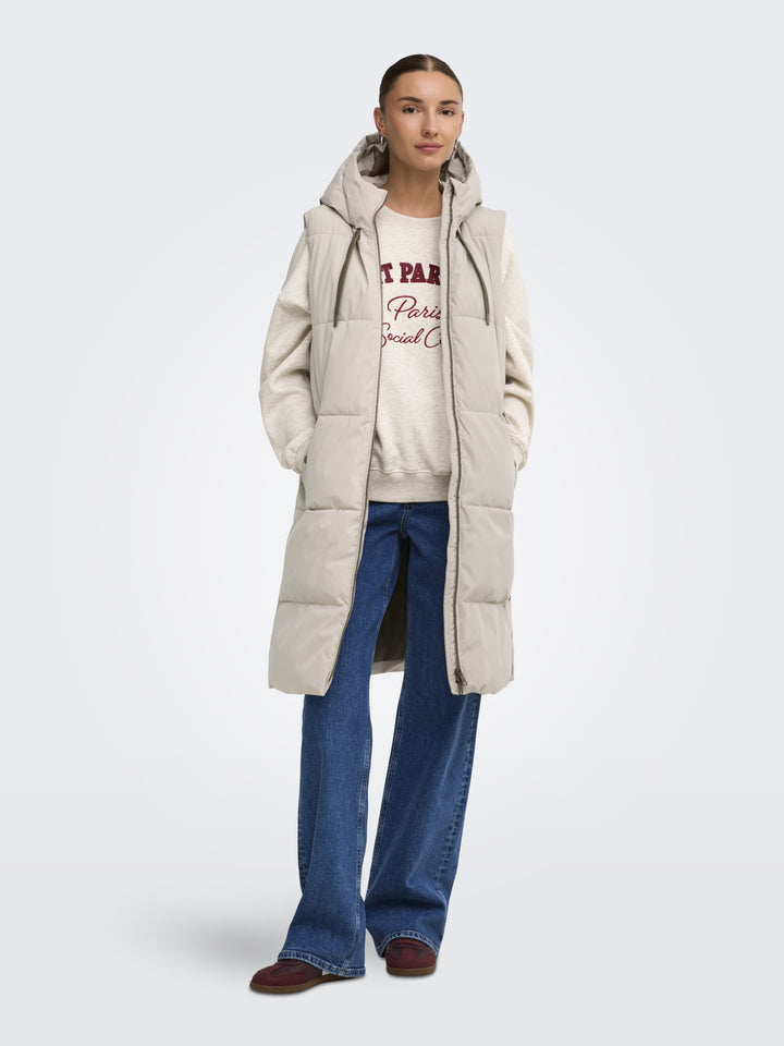 JDYBLAIR LONG HOOD WAISTCOAT OTW SI, Silver Lining/CONTRAST WALNUT 264895001 Bild 4