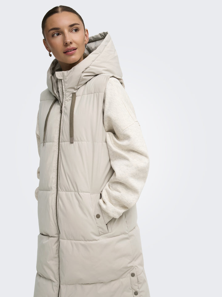 JDYBLAIR LONG HOOD WAISTCOAT OTW SI, Silver Lining/CONTRAST WALNUT 264895001 Bild 6