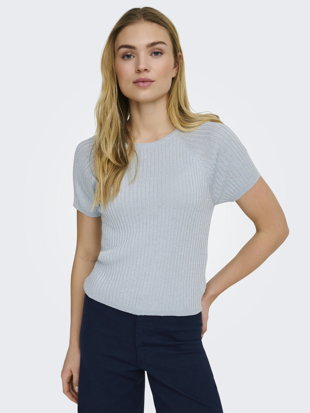 JDYBODILLA S/S GLITTER PULLOVER KNT, Cashmere Blue/W. SILVER LUREX 193179002 Bild 7