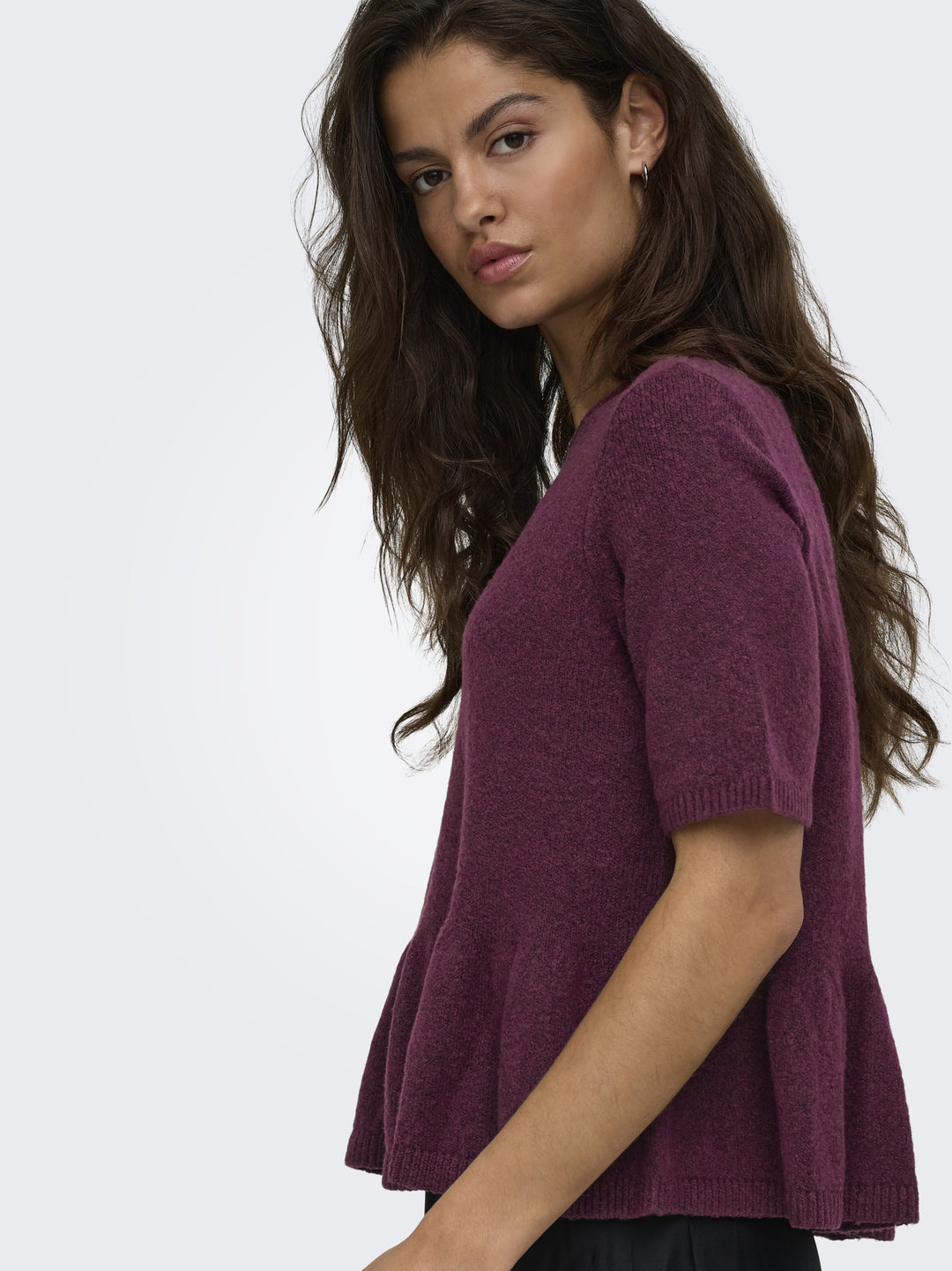 JDYBRILLIANT LIFE S/S ON PEPLUM PUL, Windsor Wine/MELANGE 193785001 Bild 3