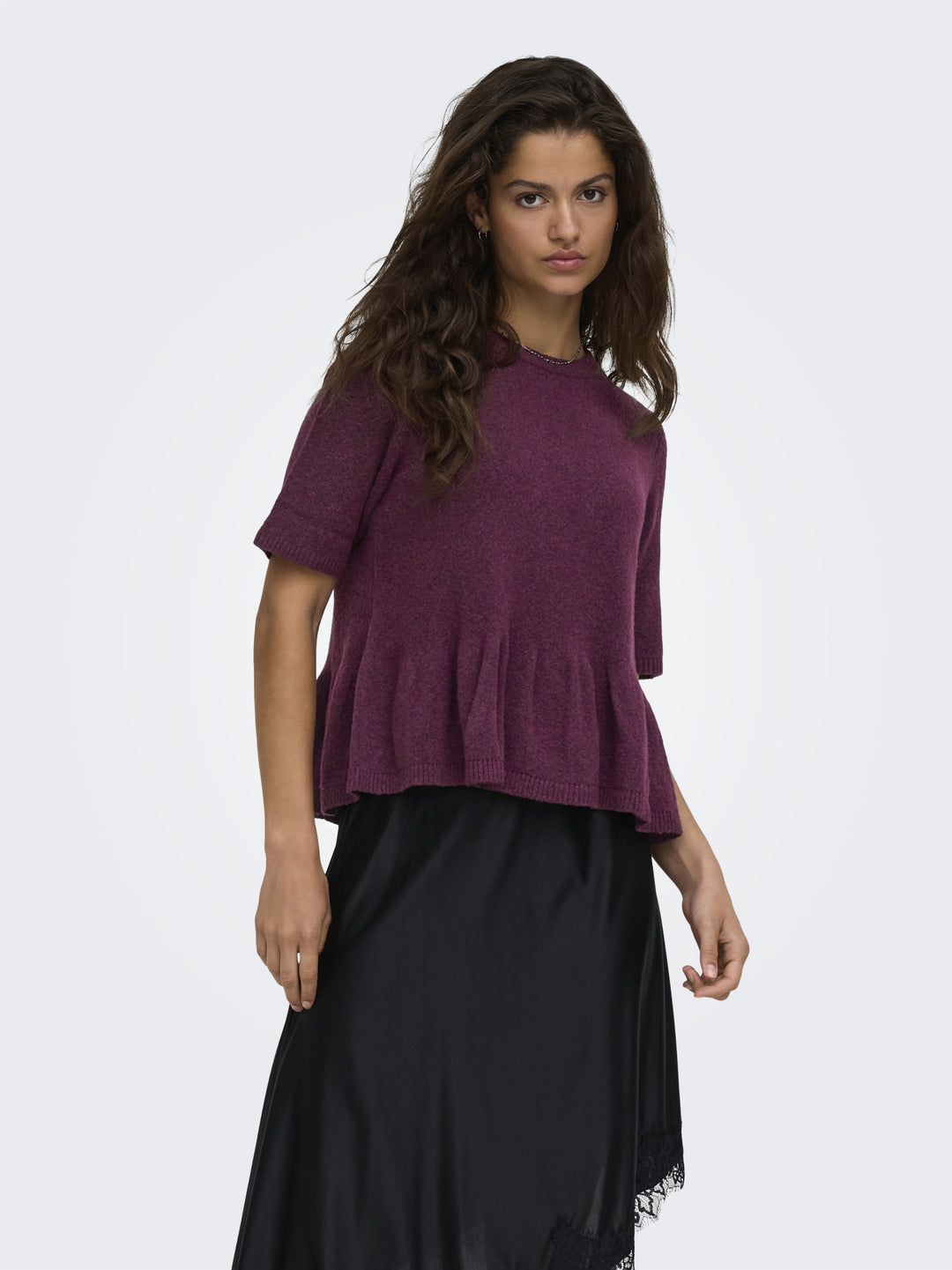 JDYBRILLIANT LIFE S/S ON PEPLUM PUL, Windsor Wine/MELANGE 193785001 Bild 4