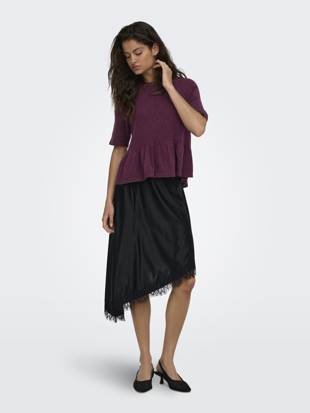 JDYBRILLIANT LIFE S/S ON PEPLUM PUL, Windsor Wine/MELANGE 193785001 Bild 6