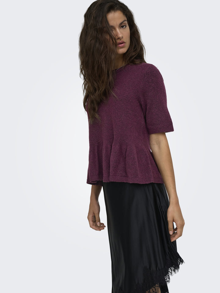 JDYBRILLIANT LIFE S/S ON PEPLUM PUL, Windsor Wine/MELANGE 193785001 Bild 7