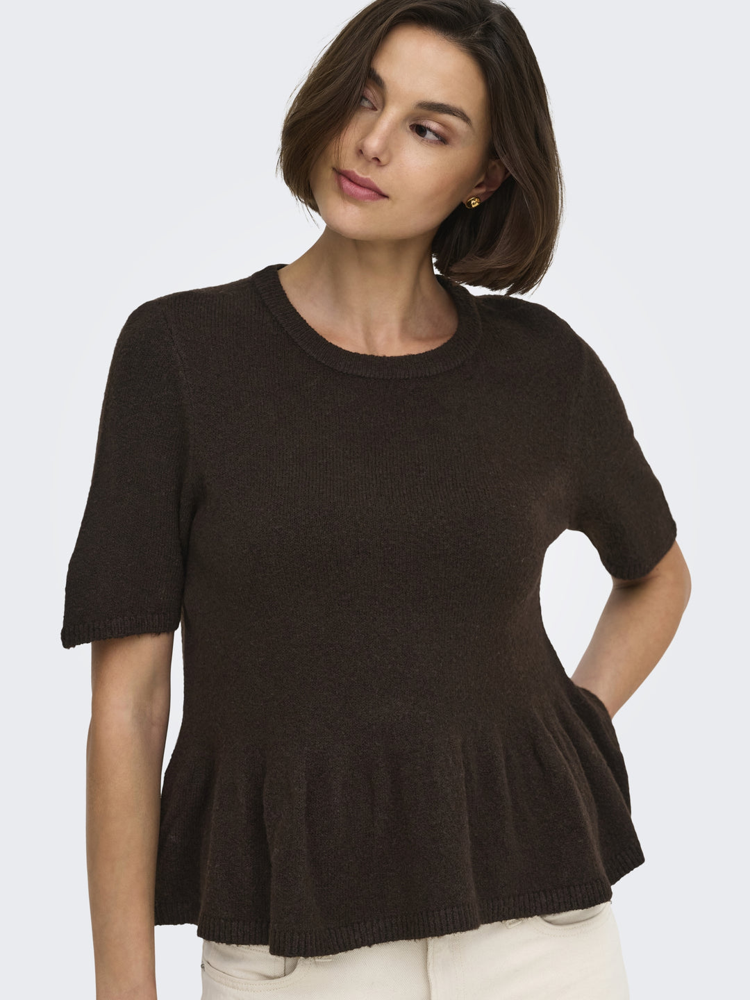 JDYBRILLIANT LIFE S/S ON PEPLUM PUL, Coffee Bean/MELANGE 237375001 Bild 3