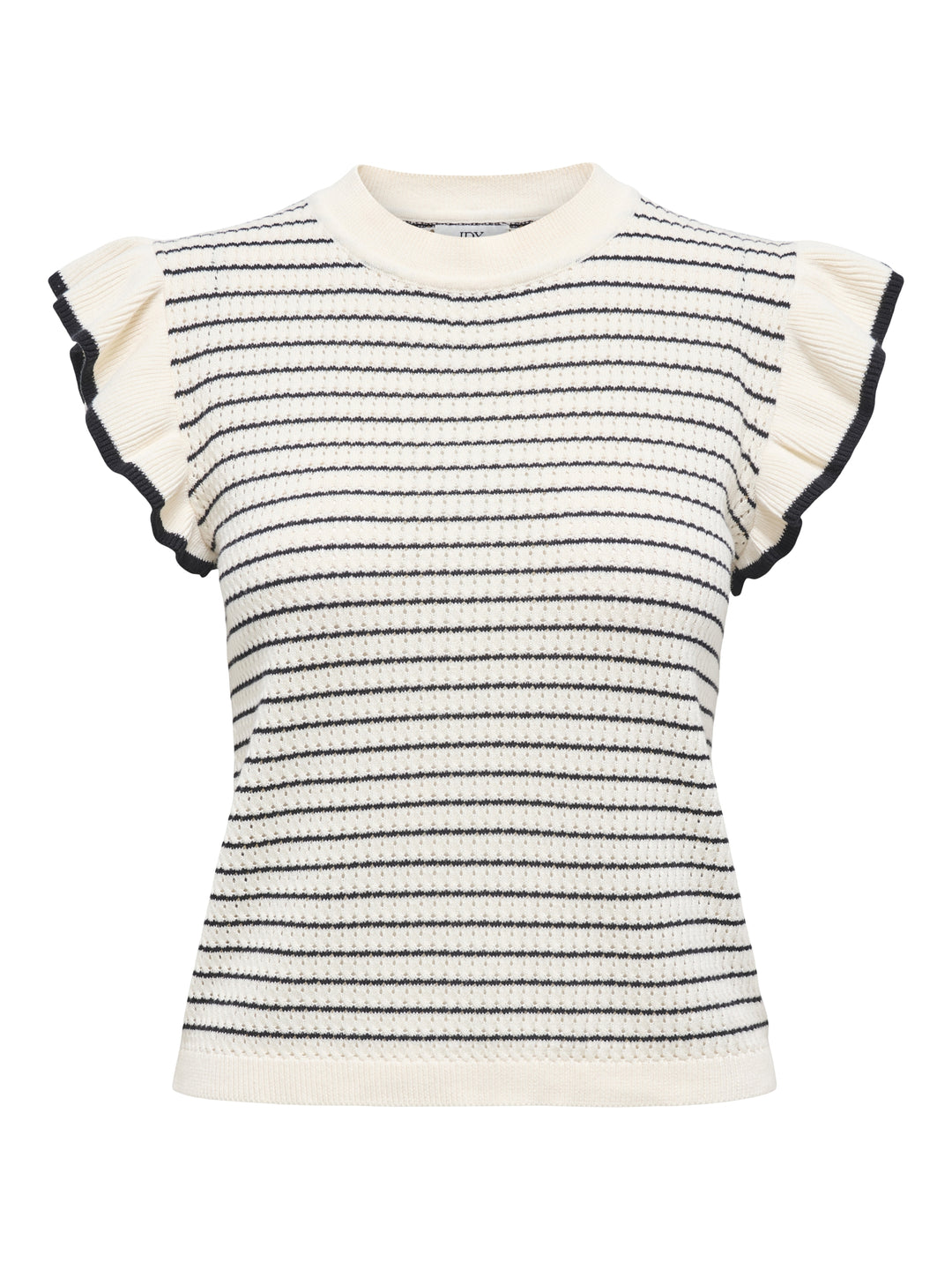 JDYCARICE S/L FRILL PULLOVER KNT NO, Cloud Dancer/W. BLACK STRUCTURE 177922001 Bild 1