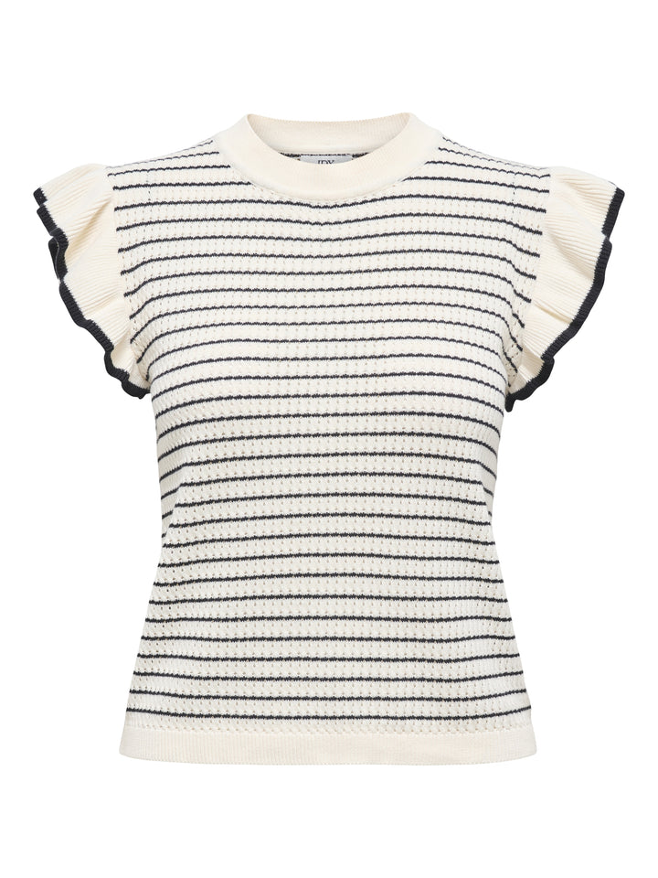 JDYCARICE S/L FRILL PULLOVER KNT NO, Cloud Dancer/W. BLACK STRUCTURE 177922001 Bild 1