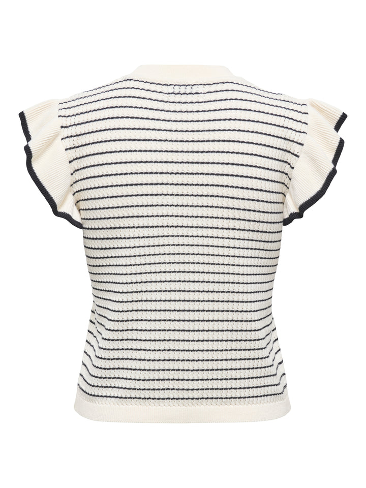 JDYCARICE S/L FRILL PULLOVER KNT NO, Cloud Dancer/W. BLACK STRUCTURE 177922001 Bild 2