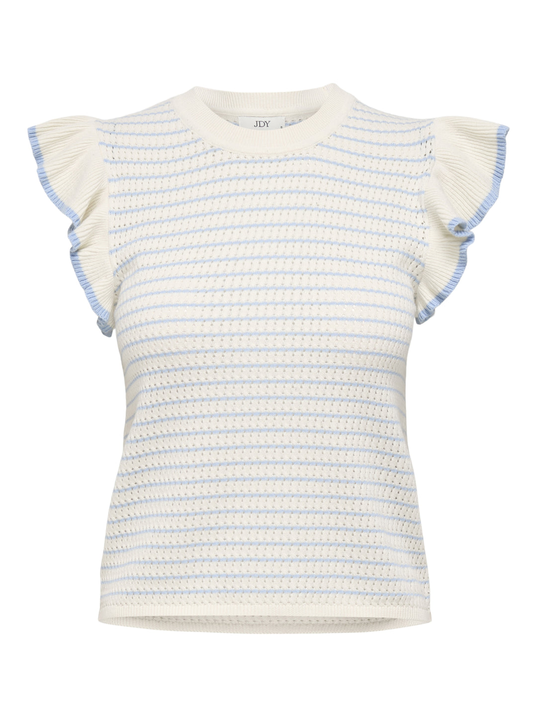 JDYCARICE S/L FRILL PULLOVER KNT NO, Cloud Dancer/W. POWDER BLUE STRUCTU 177922003 Bild 1