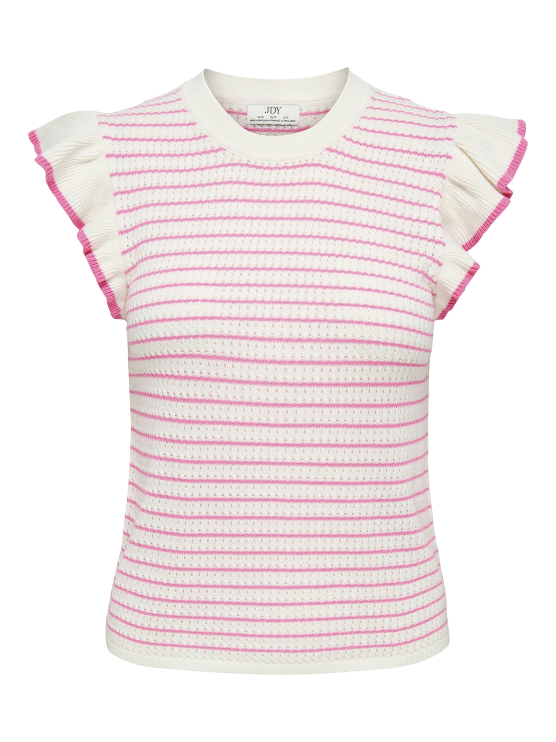 JDYCARICE S/L FRILL PULLOVER KNT NO, Cloud Dancer/W. PINK COSMOS STRUCTU 177922005 Bild 1
