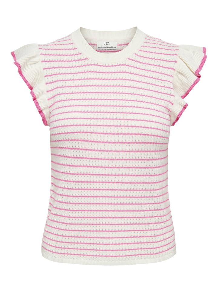 JDYCARICE S/L FRILL PULLOVER KNT NO, Cloud Dancer/W. PINK COSMOS STRUCTU 177922005 Bild 1