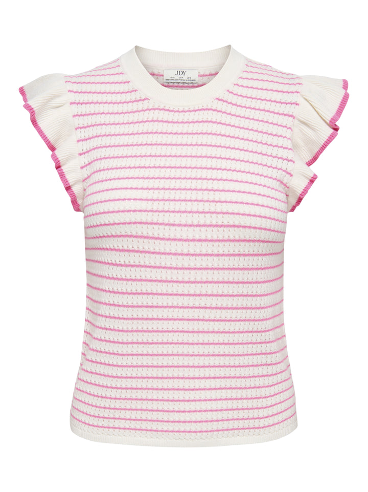 JDYCARICE S/L FRILL PULLOVER KNT NO, Cloud Dancer/W. PINK COSMOS STRUCTU 177922005 Bild 1