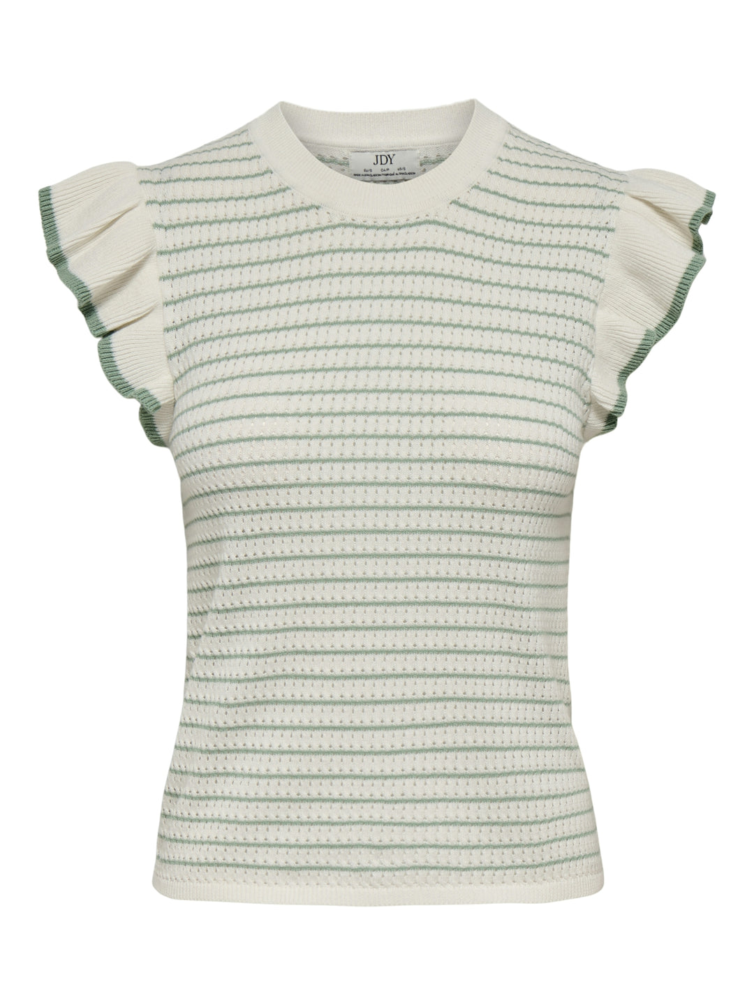 JDYCARICE S/L FRILL PULLOVER KNT NO, Cloud Dancer/W. GRANITE GREEN STRUC 177922006 Bild 1